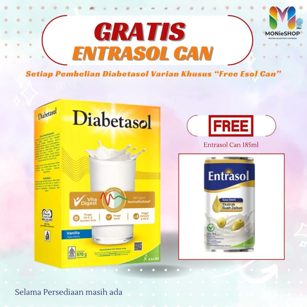 

MONIESHOP - DIABETASOL 570G VANILLA/ COKLAT/CAPPUCINO/ALMOND OAT
