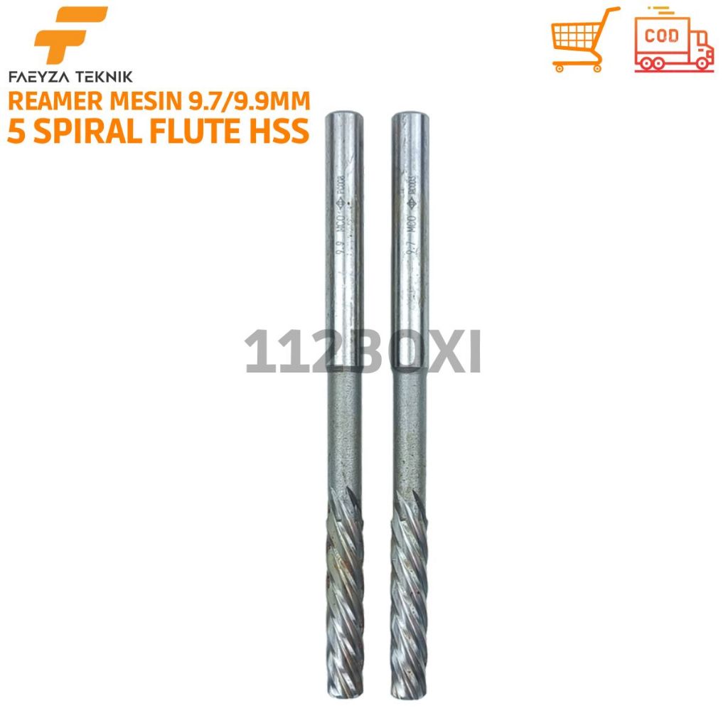 Reamer Mesin 9.7mm 9.9mm x 150mm Flute Spiral HSS Bukan Carbide