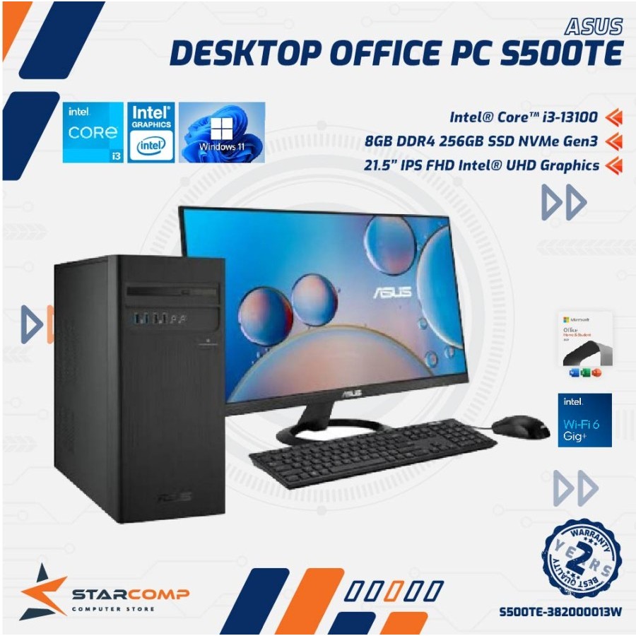 ASUS DESKTOP S500TE-382000013W Core i3-13100 8GB 256GB LED 21.5″ FHD WIN 11 PC OFFICE