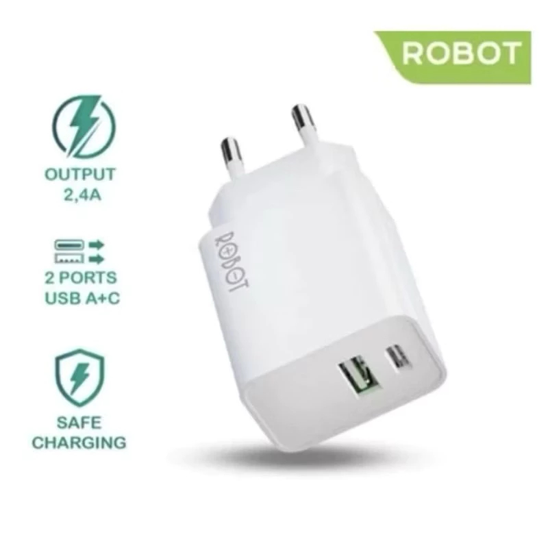 BATOK ADAPTOR CHARGER RT-K8 plus BATOK CHARGER TYPE C 2.4 dual Output USB-A + USB-C