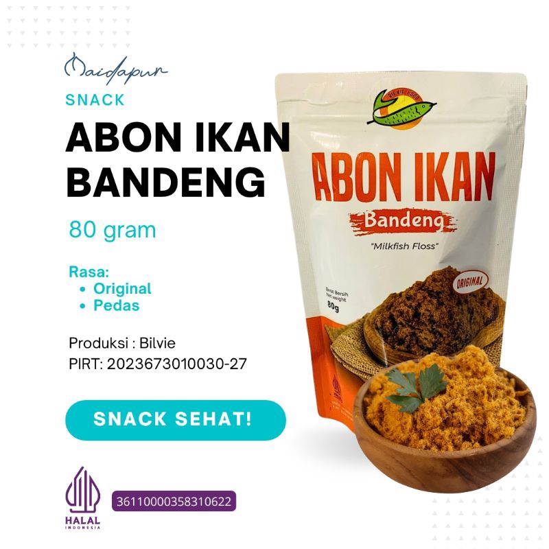 

Bilvie Abon Ikan Bandeng 80 gram, Rasa Original dan Pedas