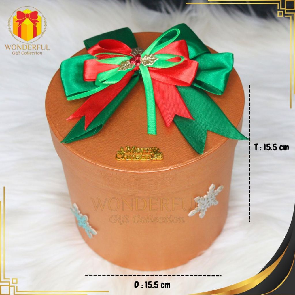 

Hardbox Bulat Hampers Natal /Gift Box Kokoh Dengan Pita Elegan WGC-GS1