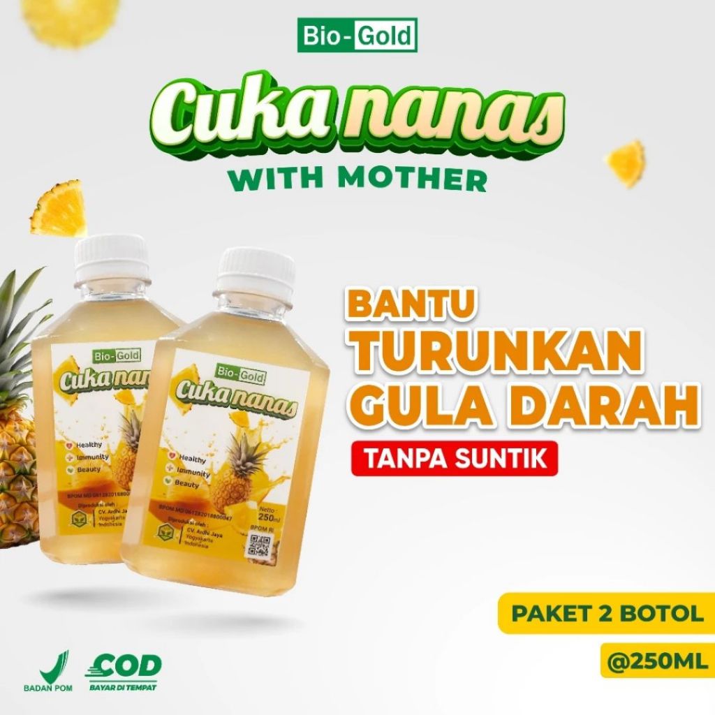 

Bundling 2 Botol Cuka Nanas Bio Gold 250ML Fermentasi Nanas Membantu Menurunkan Lonjakan Gula Darah 100% Cuka Nanas Asli