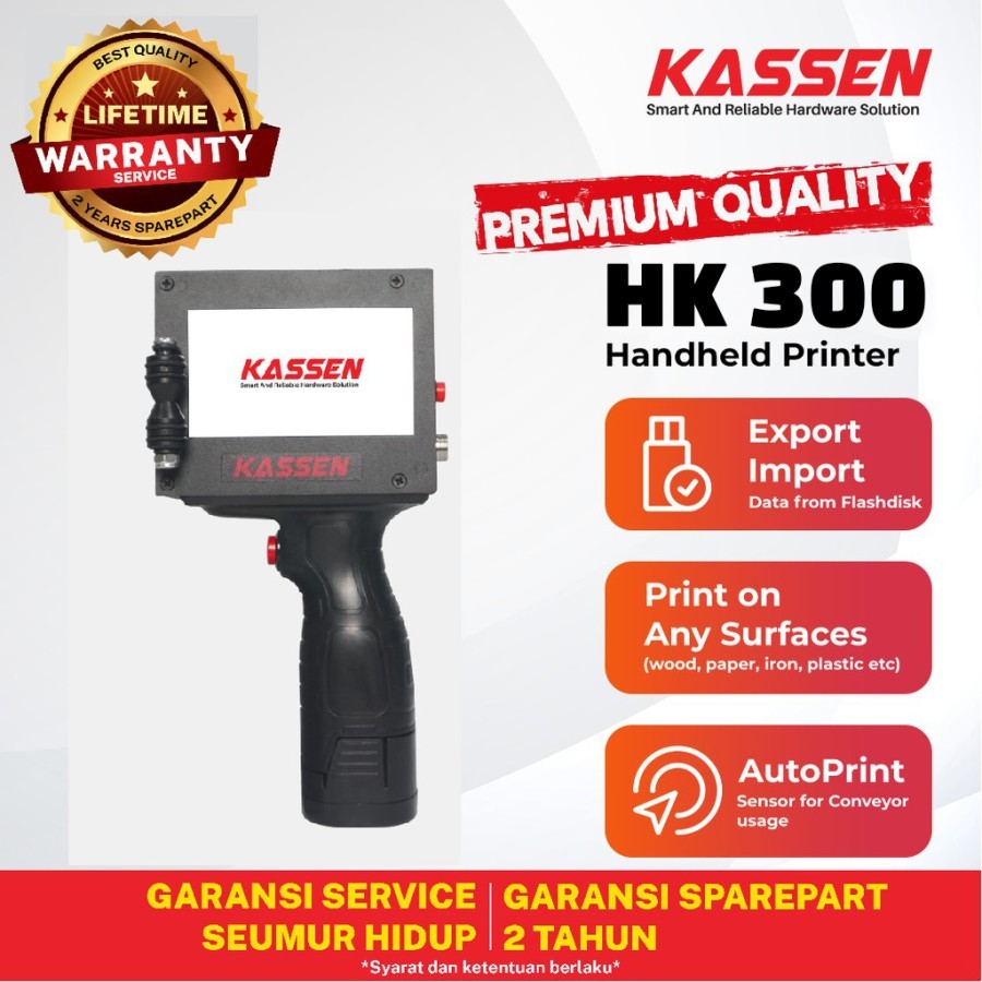 Kassen HK300 Handheld Inkjet Printer - Cetak Label & Expired Date Otomatis