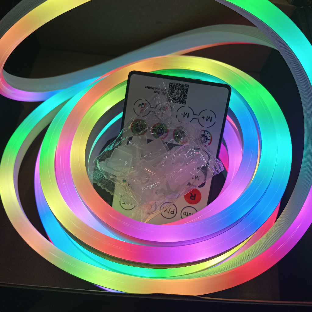 Paket LED Neon Flex Running RGB 5m 5 meter DC 12V+ App Control + Remote Control LED Neon Flex