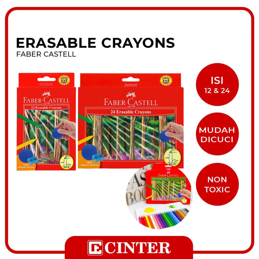 

FABER CASTELL - KRAYON YANG BISA DIHAPUS / PEWARNA YANG BISA DIHAPUS / ERASABLE CRAYONS