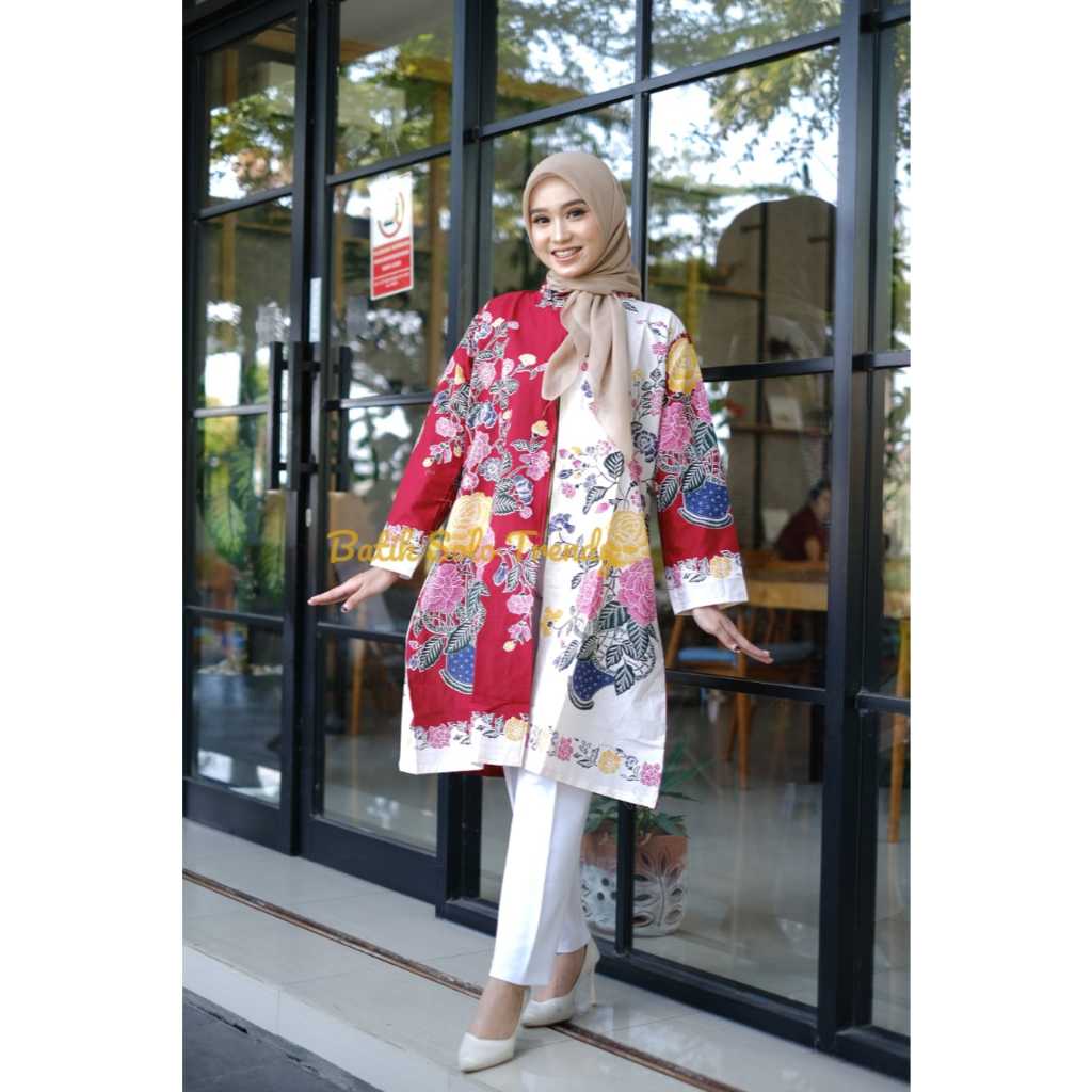 Tunik batik Solo Mawardiyah / Dress Batik Premium Bahan Katun SOlo Premium