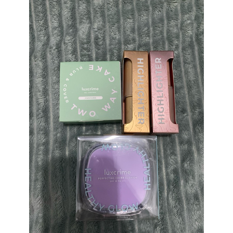 Luxcrime (two way cake, highlighter, cushion)