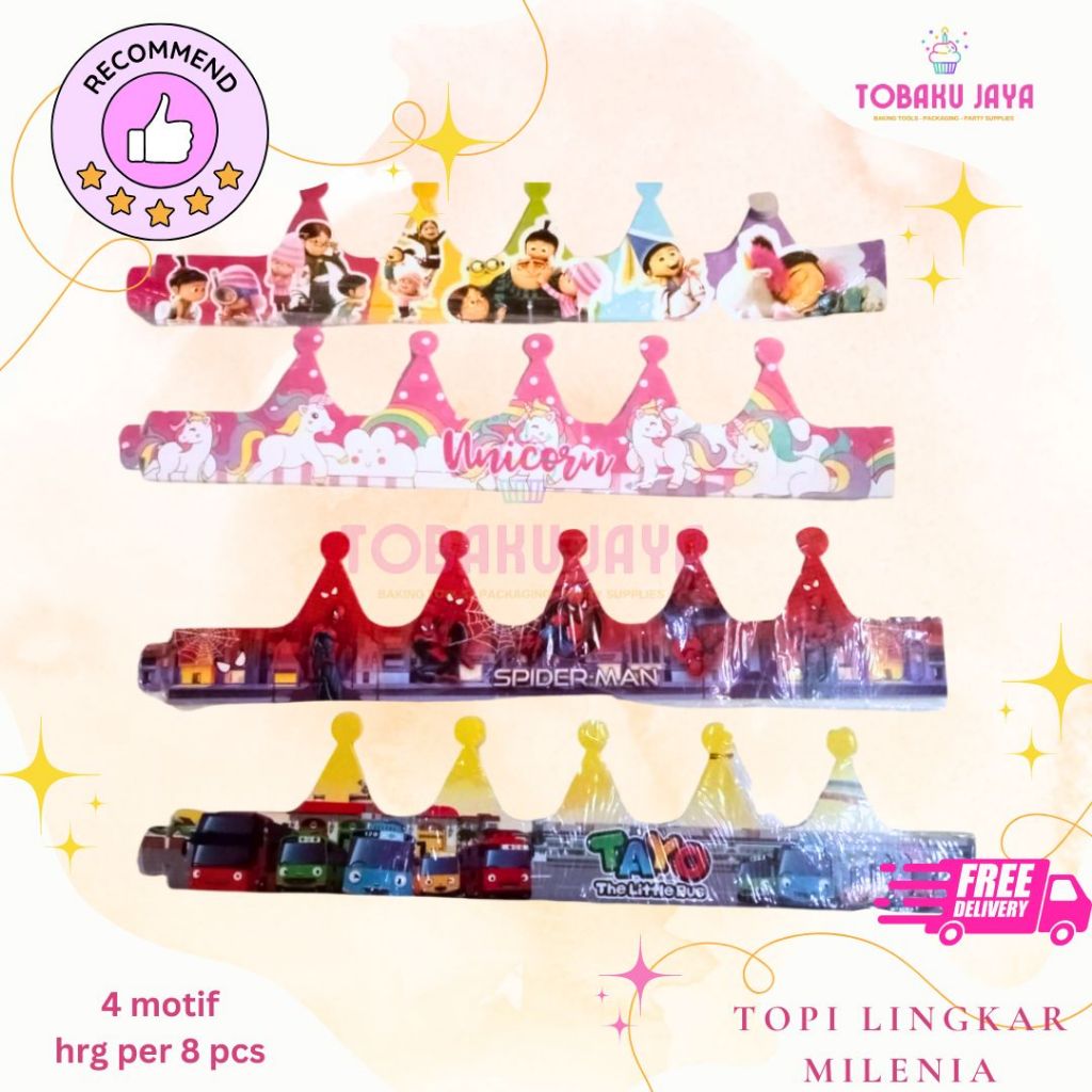 Topi Ultah Mahkota Karakter/ Topi Lingkar HBD Nama / Topi Ultah Mahkota Karakter /Mahkota Ulang Tahu
