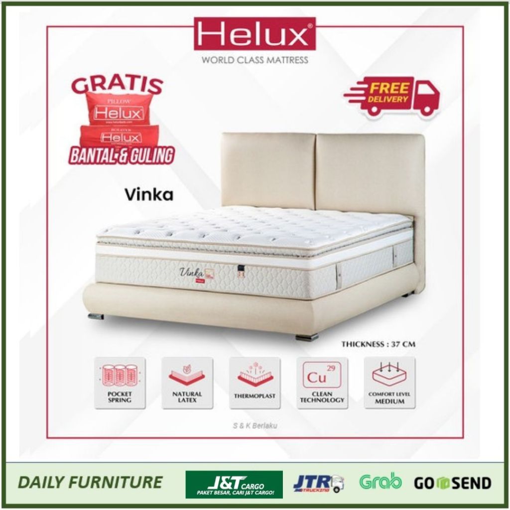 Spring bed Matras Kasur Latex Helux Vinka Tempat Tidur Latex Berkualitas Medium Density Garansi 15 T