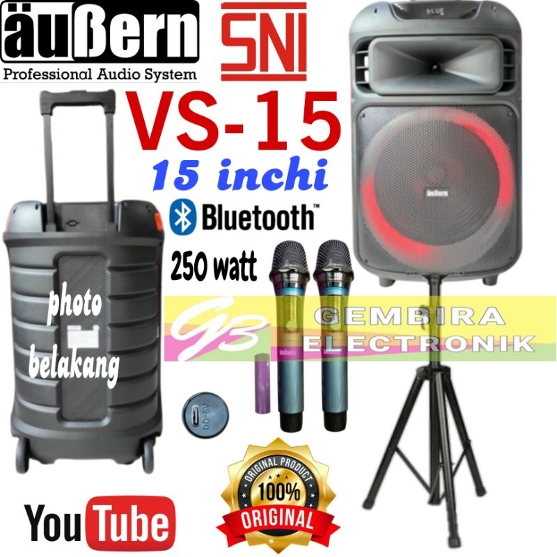 Speaker Aktif Portable Aubern VS15 15 inch 250 watt Bluetooth Original
