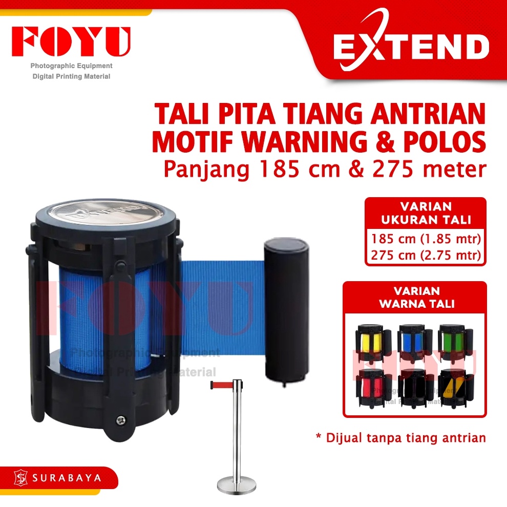 

KODE T4I6 Tali Pita Sabuk Tiang Pembatas Antrian Antrean Head Belt Queue Line Pole Railing Stand 2 3 meter Extend