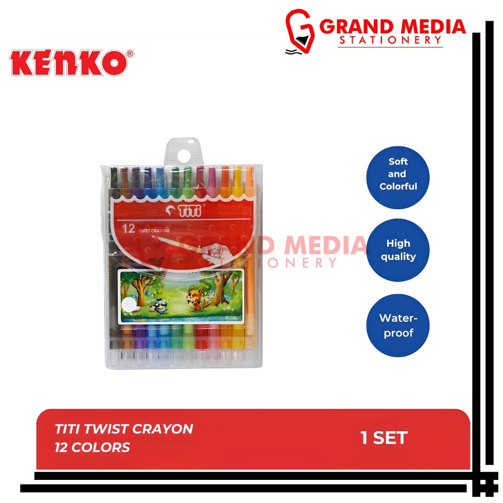 

[GRAND MEDIA] OIL PASTEL / TWIST CRAYON / CRAYON PUTAR TITI TI-CP-12T PANJANG (12 WARNA)