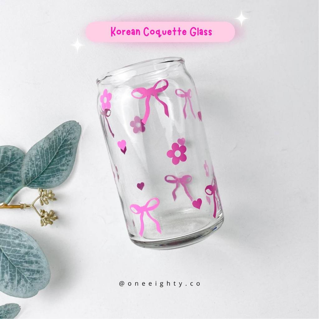 Gelas Ale Coquette Korea Gelas Kaca Aesthetic Pita Pink