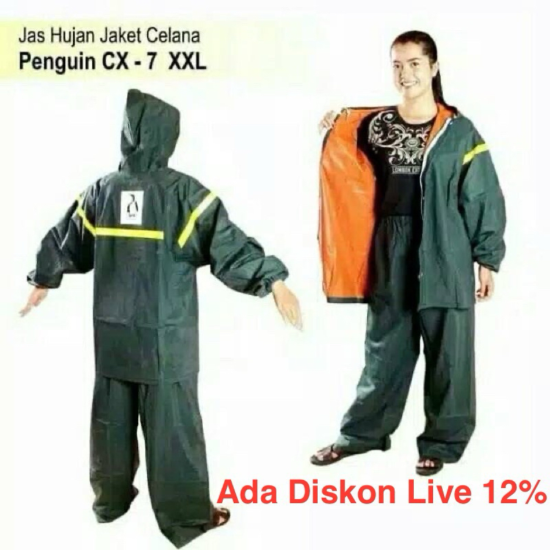 Jas Hujan PENGUIN CX7 Stelan XXL CX 7 Tebal CX-7 PENGUINS 333 Jaket Celana PINGUIN Rambo Setelan PIN