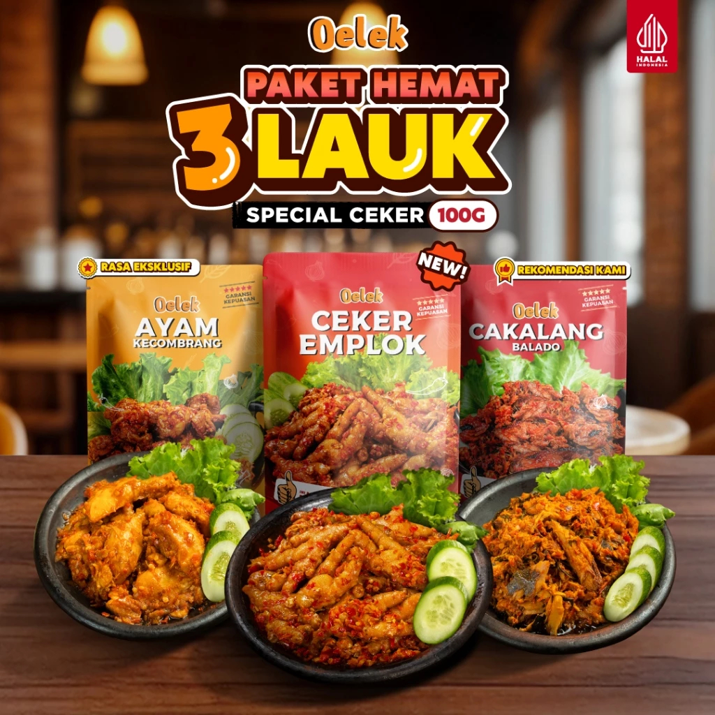 

Oelek Paket Hemat 3 Pcs Lauk - Cakalang Balado / Ceker Emplok / Ayam Betutu 100gr