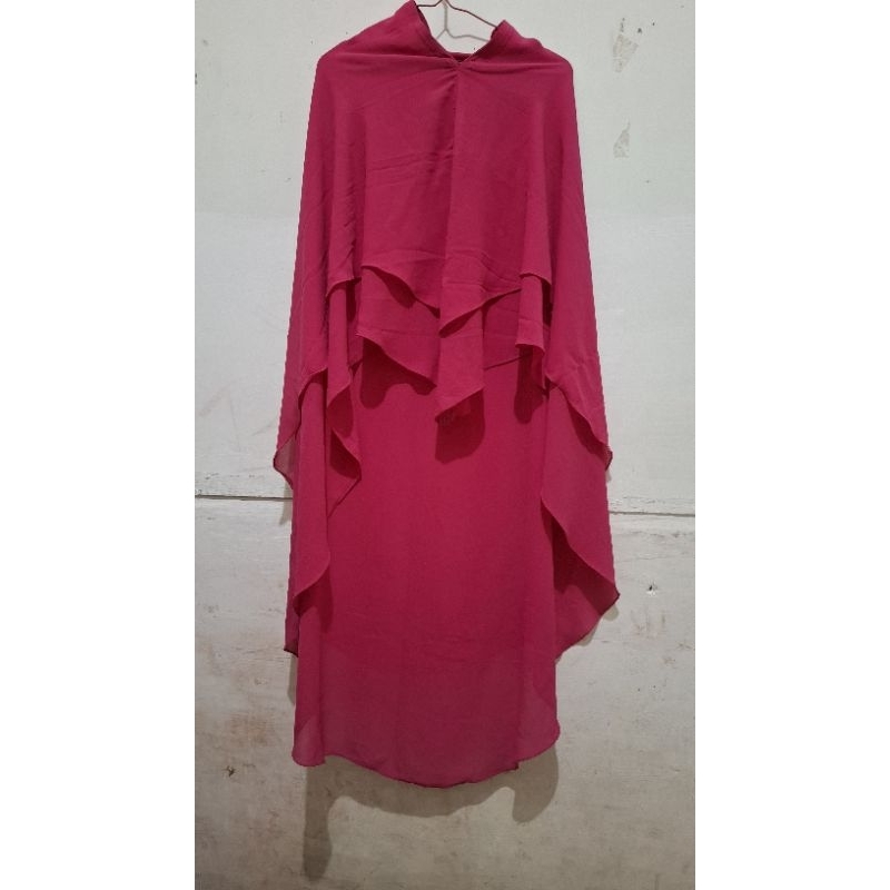 Preloved khimar ceruty 2 layer pink