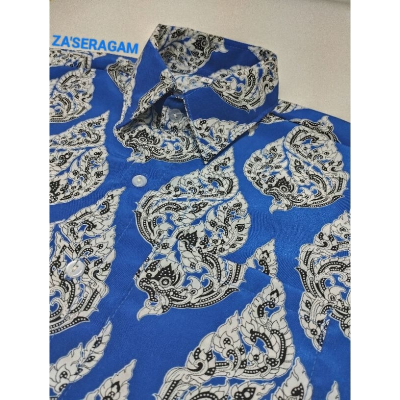 Batik SMP Negeri/Batik SMP Nasional/Baju Batik SMP Biru Motif Giri watu
