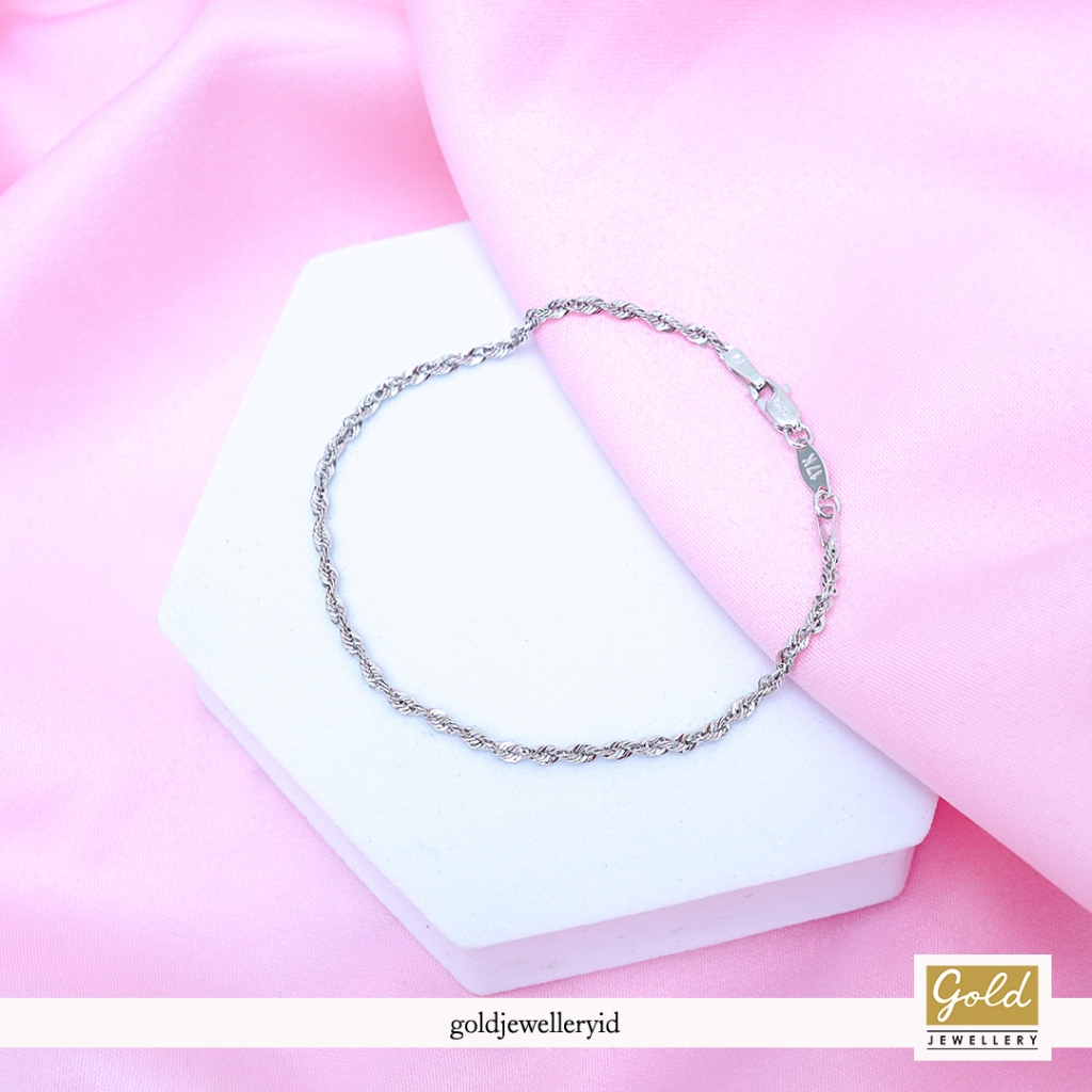 Gelang emas putih 750 17k - PGL14102400 - model korea superlight