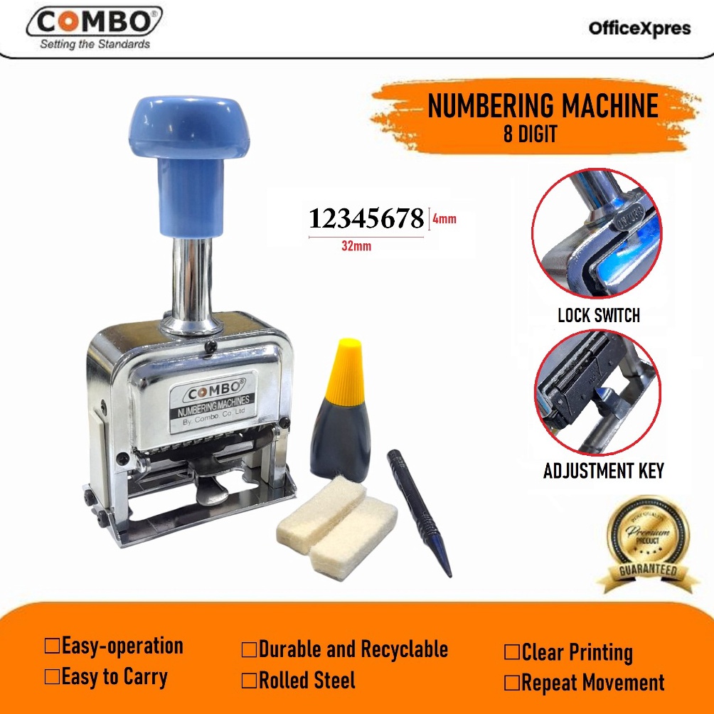 

KODE O3J5 Numbering Machine 6 7 8 Digits 18S Numerator Nomorator Nomerator Combo