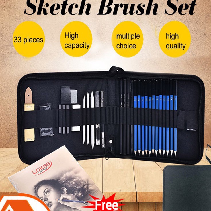 

Best Seller 33PCSSet Sketch Pensil Pisau Penghapus dan Pensil Gambar untuk Keperluan Sekolah Pencil Drawing Set