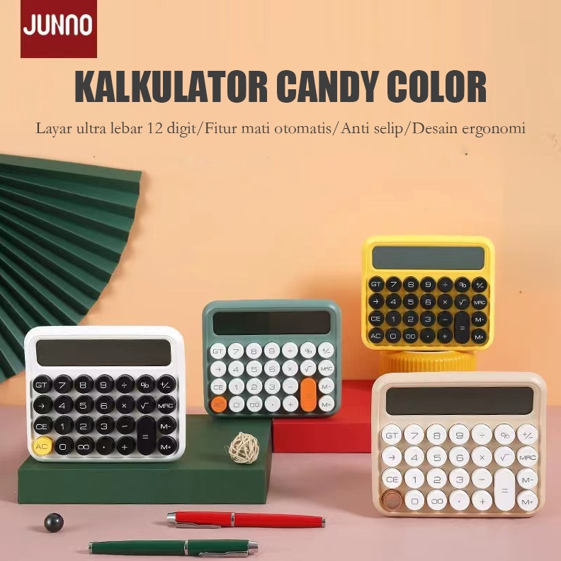 

KODE C2O5 Kalkulator Warna Permen 12 Digits Layar Led Besar JUNNO Candy Color Calculator