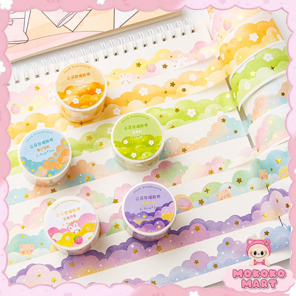 

MM Washitape Motif Awan Jurnal Buku DIY Scrapbook Masking Tape Aesthetic STICKER CLOUD Selotip WT12