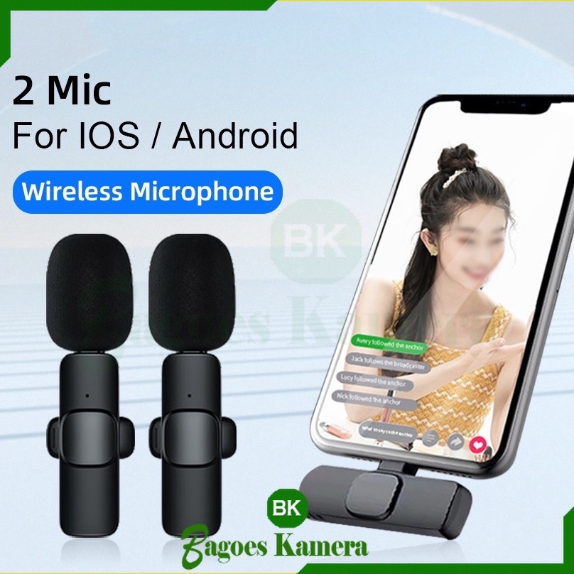 Dijamin Terbaik Mikrofon Wireless Lavalier Microphone USB Type C 24GHz 2 in 1 2in1 Mikrofon Nirkabel