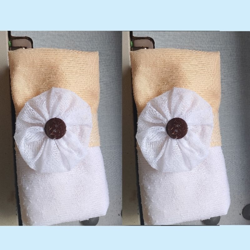 gorden vitrase kupu-kupu dua warna cream putih