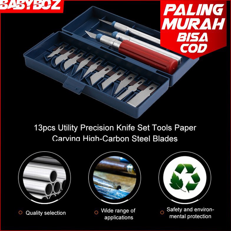 

Hot Quality 13 in 1 Set Pisau Alat Ukir Seni Dengan 3 Handle Pisau