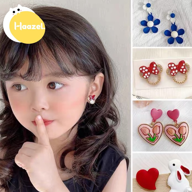 Koleksi Anting Klip Anak Karakter Lucu Perhiasan Pesta Anak Aksesoris Telinga Motif Strawberry Kupu
