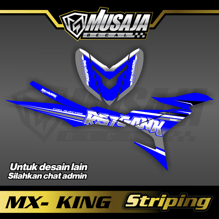 Striping mx king putih biru abu transparan uv glossy non full body custom