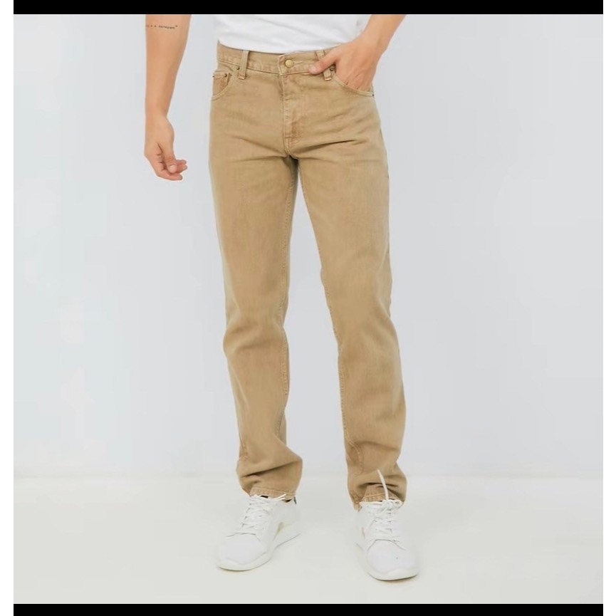 Celana Jeans Standar Reguler Pria Cream BIG SIZE/Cod