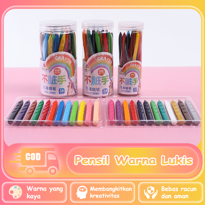 

Krayon Plastik Warna Cerah / Tangan Tidak Kotor / Anak-anak 24 Ember Warna Kuas Tidak Lengket / Set Pensil Gambar Berwarna-warni Set Krayon yang Dapat Dicuci dan Tidak Beracun Ergonomis 3VNW