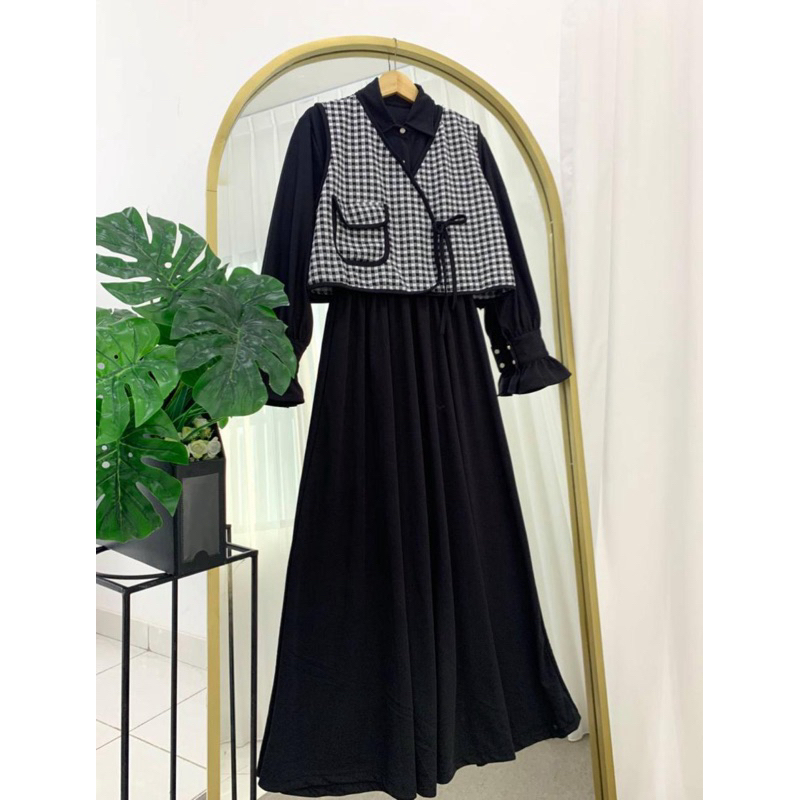 Gamis Kazya Vest 2 in 1 - Gamis rompi lepas - gamis kekinian - gamis ABG - Gamis Korea Style - Gamis