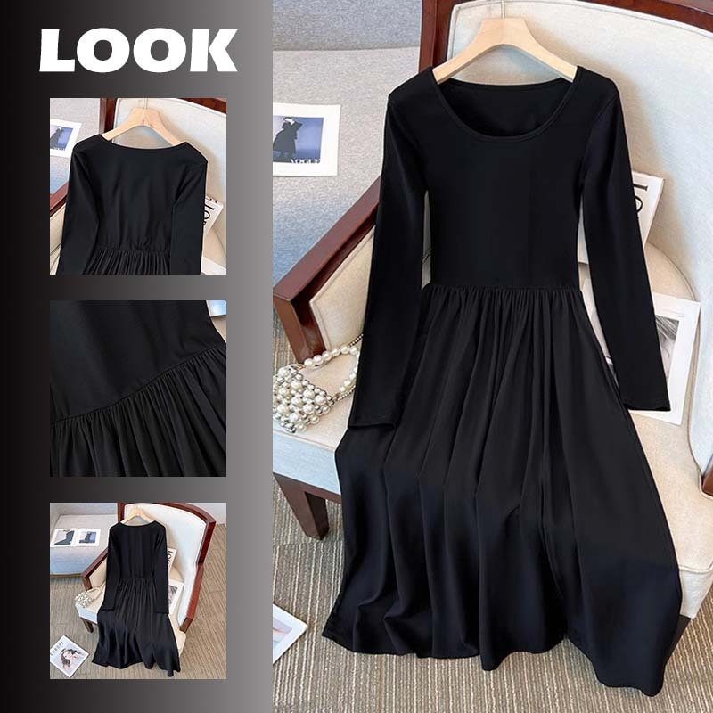 <elegan.girl> Gaun Panjang Korea Hitam/long dress korea melar/dress korean style/dress korean style 