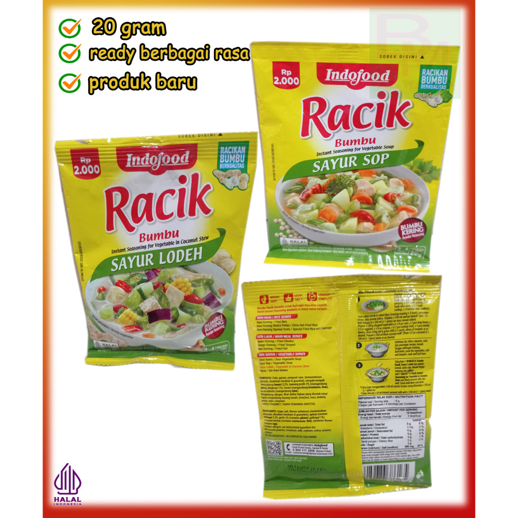 

Bumbu Racik Indofood Ready Berbagai Varian Rasa 20 gram