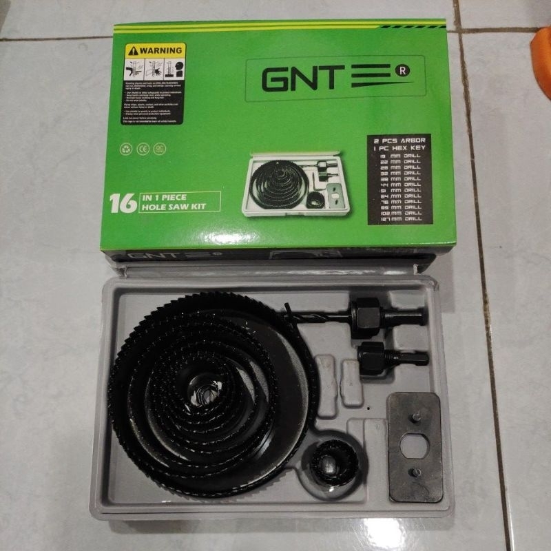 GNT hole Saw set 16pcs / Hole Saw kayu 16pcs GNT