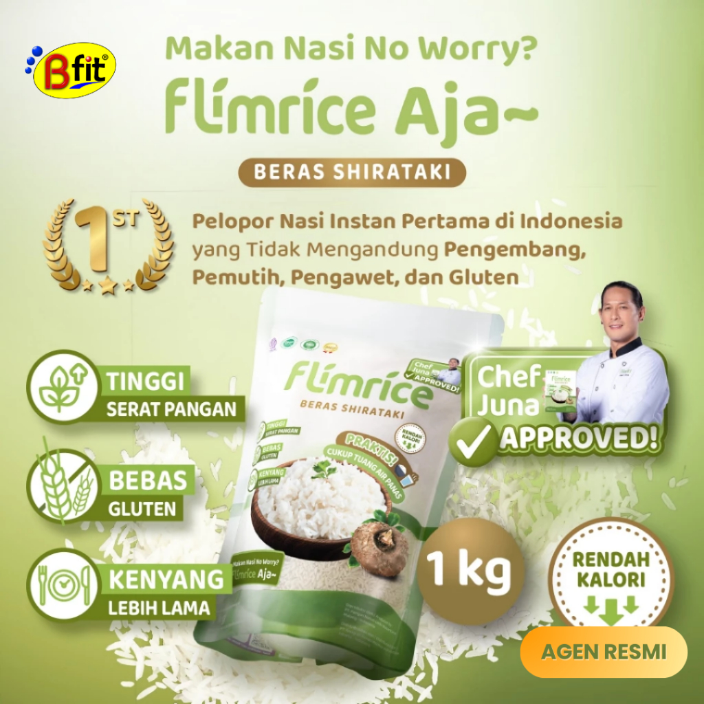 

BFIT - Flimrice Nasi Shirataki (Nasi Diet) - 1 kg - Nasi Instan Rendah Kalori Beras Porang