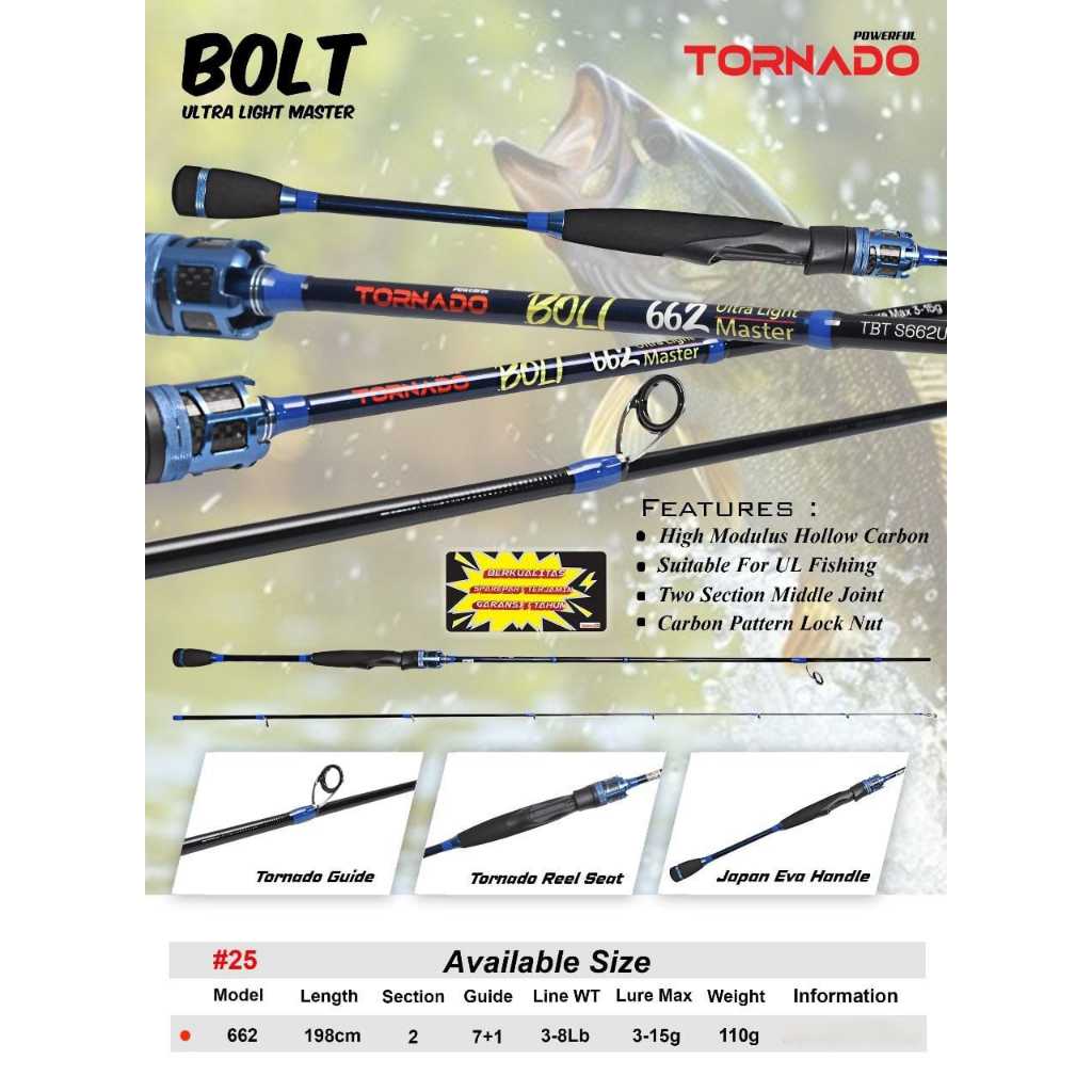 Joran  Spinning Tornado BOLT 662 ( 3-8LB) UL
