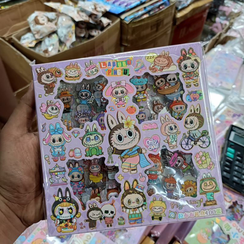 

Stiker karakter labubu isi 100 pcs box