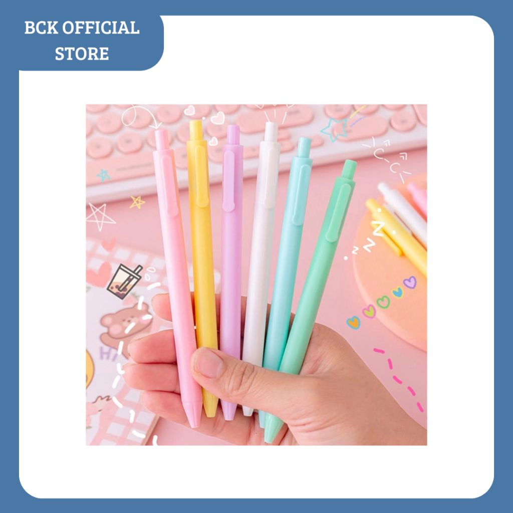 

BCK Pulpen Cetekan Polos Warna Pastel Tinta Hitam Asthetic