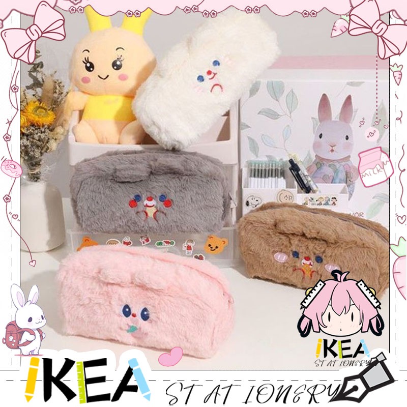 IKEA-Tempat pensil Bulu Soft Furry/Tempat Pensil Bulu Soft Cute/Tempat Pensil Bulu Soft Cute/ Tas Pe