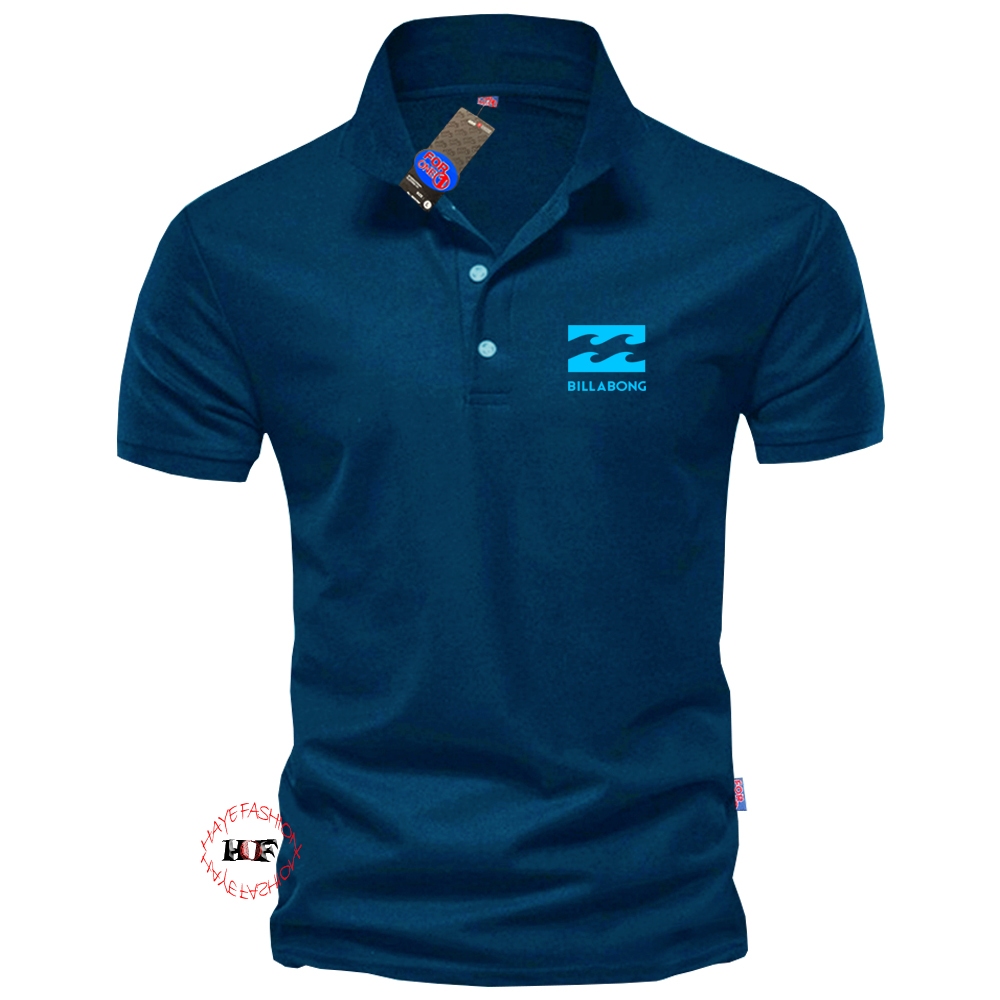 Haye Fashion - Shirt Kaos Polo Billabong Motif Baby Blue - Polo Kerah Dewasa - Polo Pria Terbaru