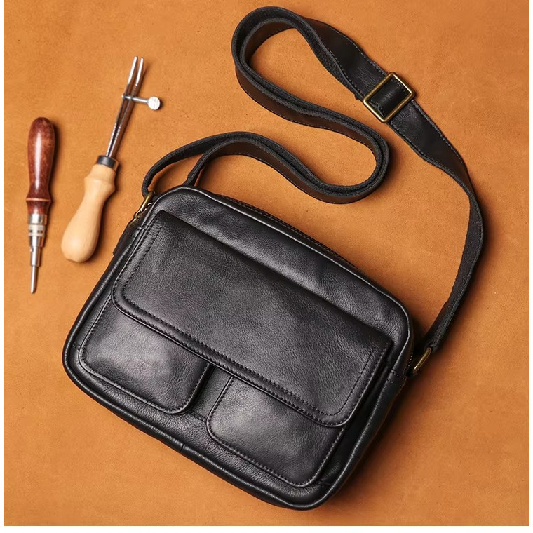 Tas Bahu Fashion Kasual pria- Tas kulit asli garut