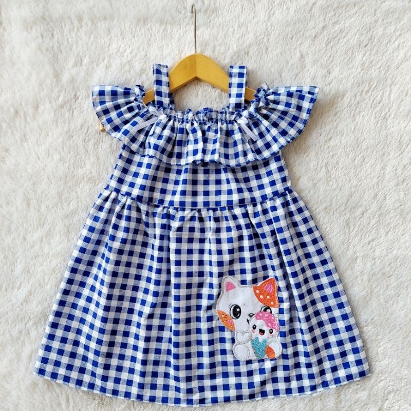 Promo Dress Sabrina Anak Perempuan  Usia 1 - 2 Tahun Dress Katun kotak  Baju Anak Perempuan