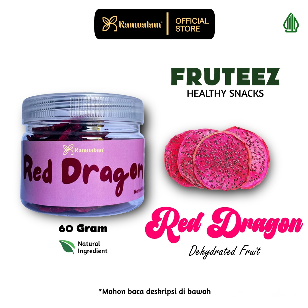 

Ramualam Fruteez Freeze Dried Red Dragon Fruit Slice / Buah Naga Merah Kering - 10 gram / 60 gram