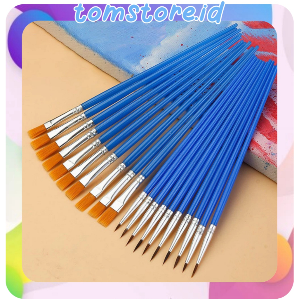 

TOMSTORE.ID Kuas Lukis Cat Air Paint Brush Nilon Ujung Pointed dan Flat / Kuas Kecil Lancip Datar Art Brush Cat Minyak Akrilik S138