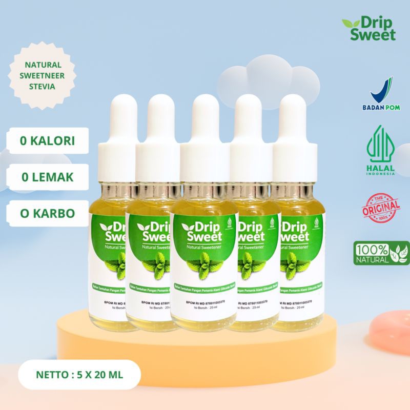 

DripSweet Gula Stevia Pemanis Alami Cair 20ml - 5pcs