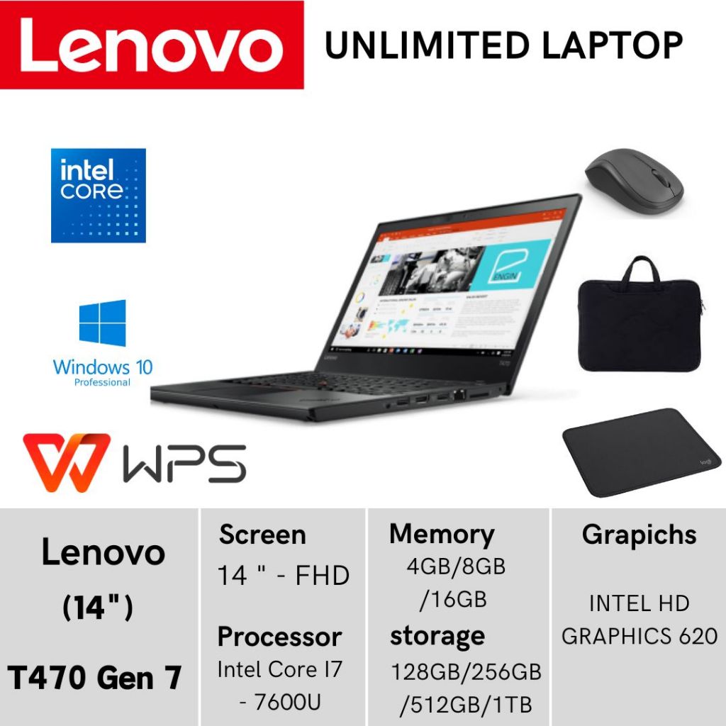 LAPTOP LENOVO THINKPAD T470 T470S CORE i5 i7 GEN 7 LAYAR 14 INCH PENINGKATAN TERBARU